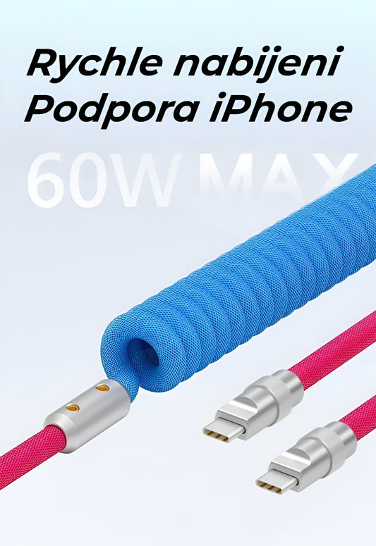 Spirálový kabel USB-A / Lightning 60W 2m